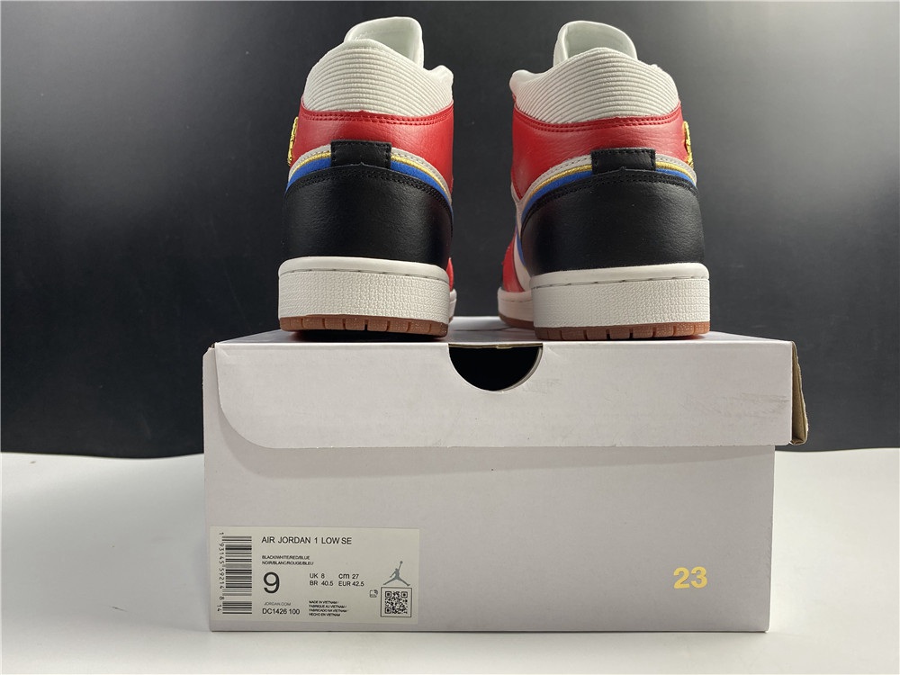 Air Jordan 1 Mid Sail Red Blue Gold